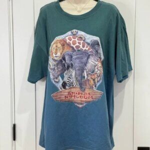 Disney World Animal Kingdom T-Shirt Ombre Animal Graphic Green Size 1X Vintage